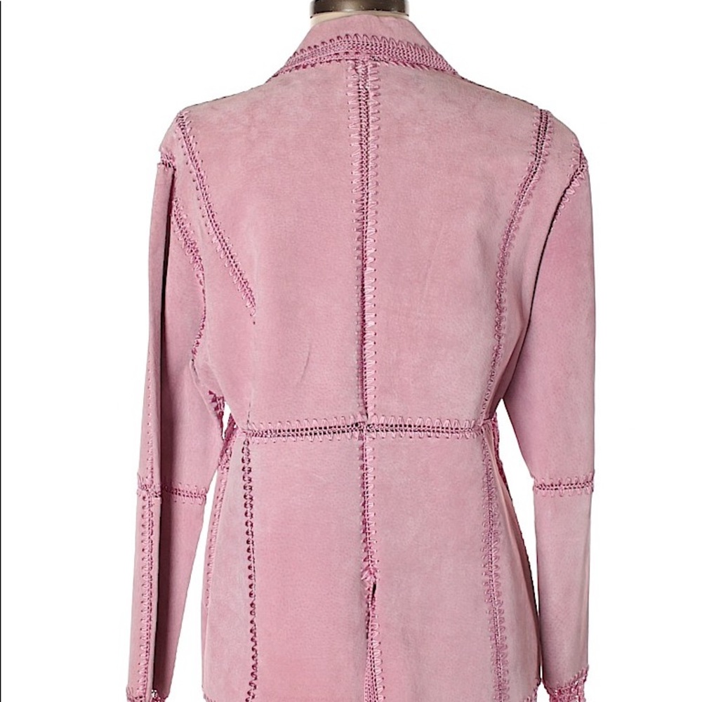 Pink Leather Button Down Jacket Size Medium - image 4
